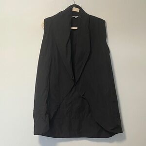 Bryn Walker Water Repellent Wrap Lagenlook Black Sleeveless Drape Vest USA